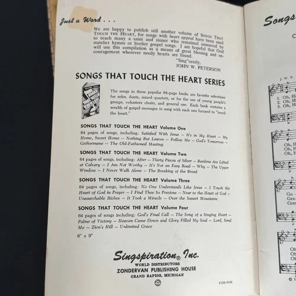 Songs That Touch The Heart Vol 3 4 Singspiration Vintage Gospel Hymnal Songbook